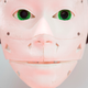 A robot face from a 3D printer, displayed by Vodafone at the technology fair CEBIT in Hannover, Germany, June 2018.